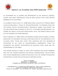 About the Chaîne des Rôtisseurs - Press Release